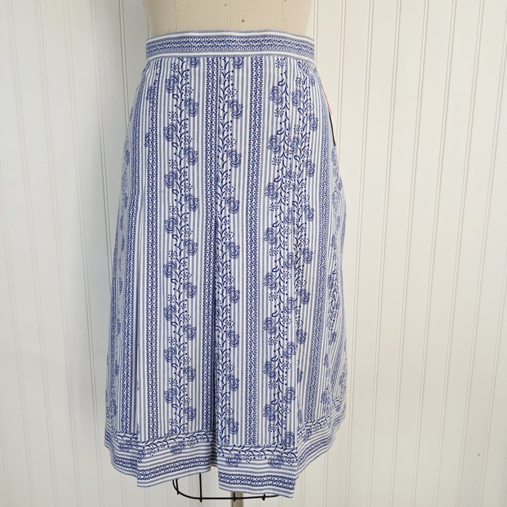 Trachten NWT Cotton Floral Striped A-Line Skirt | Classic Cottagecore Midi Sz 8